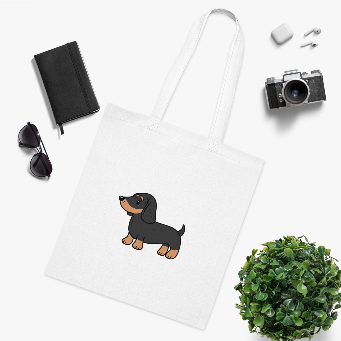 Dachshund Cotton Tote Bag, Dog Lover Gift, Eco-Friendly Shopping Bag, Pet Owner Accessories, Cute Dog Art Tote